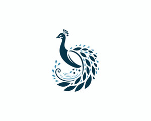 Fototapeta premium Peacock logo design icon symbol vector illustration. Peacock bird template.