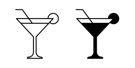 Cocktail icons set in black colors on white background
