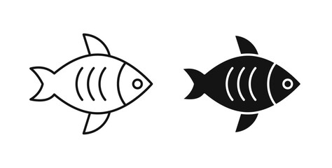 Fish icons set in black colors on white background