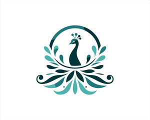 Peacock logo design icon symbol vector illustration. Peacock bird template.