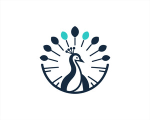 Peacock logo design icon symbol vector illustration. Peacock bird template.