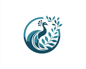 Peacock logo design icon symbol vector illustration. Peacock bird template.