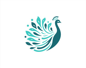 Peacock logo design icon symbol vector illustration. Peacock bird template.