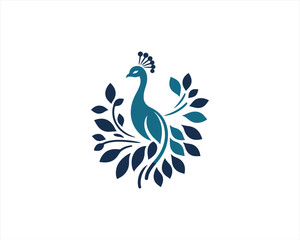 Peacock logo design icon symbol vector illustration. Peacock bird template.