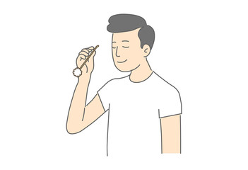 耳掃除, 綿棒, 耳かき, クリーニング, 衛生用品, 健康ケア, 清潔, 日用品, 美容, スキンケア, 生活習慣, 衛生管理, 医療, イヤーケア, 予防, 感染対策, 耳の健康, 耳垢除去, 癒し, リラックス, 便利グッズ, 耳掃除の習慣, 健康意識, 介護用品, 男性, 生活用品, 美容グッズ, 自己ケア, 耳ケア, 健康生活, イラスト, manga, ベクター, 人々, ビジネス, 