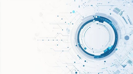 Abstract technology design, circular digital circuit, background graphic, for presentation or website