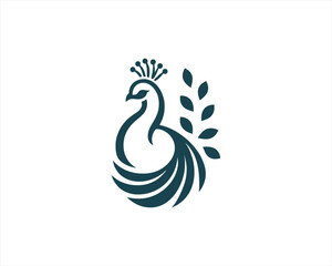 Peacock logo design icon symbol vector illustration. Peacock bird template.