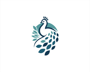 Peacock logo design icon symbol vector illustration. Peacock bird template.