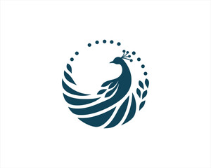 Peacock logo design icon symbol vector illustration. Peacock bird template.
