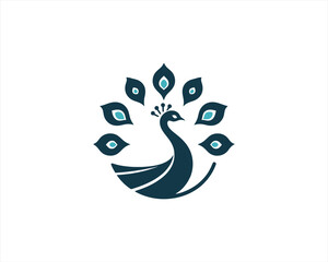 Peacock logo design icon symbol vector illustration. Peacock bird template.