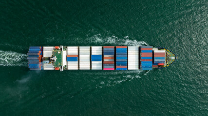shipping container carrier container sailing in green sea, global business and industry delivery...