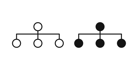 Chart tree icons set in black colors on white background