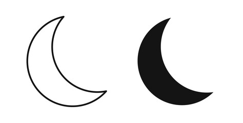 Moon icon set on white background