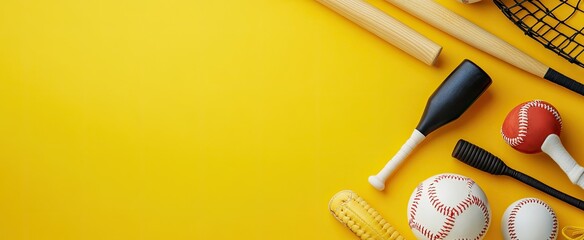 Baseball Equipment on a Yellow Surface
