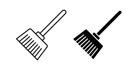 Broom icons set in black colors on white background