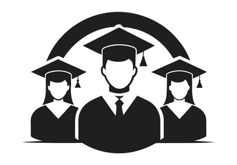 Obraz premium Graduation Cap Silhouette Students Celebrating Achievement