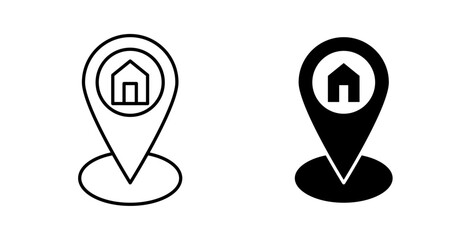 Home location icons set in black colors on white background