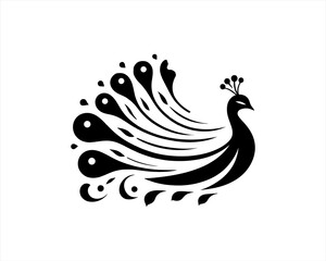 Peacock logo design icon symbol vector illustration. Peacock bird template.
