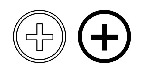 Plus icons set in black colors on white background