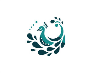 Peacock logo design icon symbol vector illustration. Peacock bird template.
