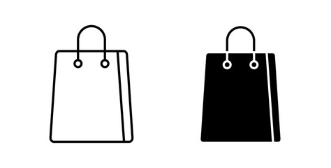 Shopping bag icons solid and thin line.