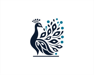 Peacock logo design icon symbol vector illustration. Peacock bird template.