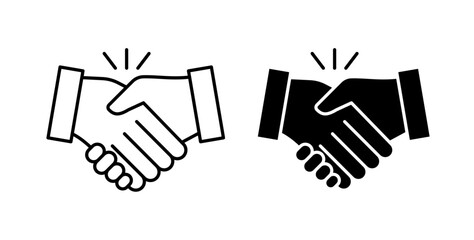Handshake icons set in black colors on white background