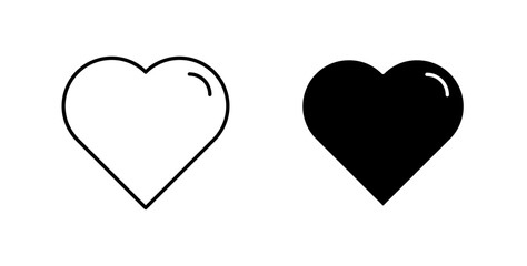 Heart icons set in black colors on white background