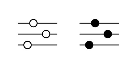 Settings sliders icons set in black colors on white background