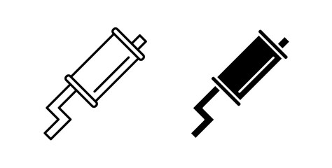 Exhaust pipe icons set in black colors on white background