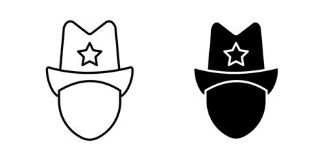 Cowboy icons set in black colors on white background