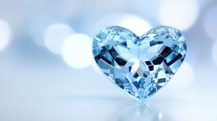 Elegant Blue Heart-Shaped Gemstone on Soft Light Background