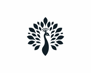 Peacock logo design icon symbol vector illustration. Peacock bird template.