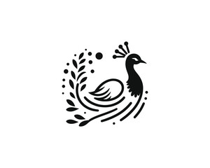 Peacock logo design icon symbol vector illustration. Peacock bird template.