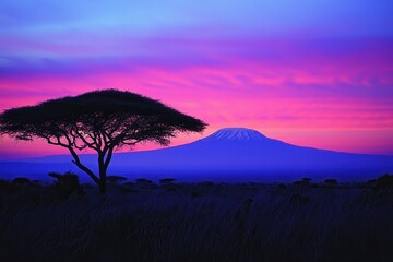 Kilimanjaro Sunset Silhouette.