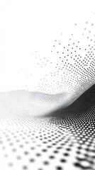 3D style of Abstract halftone background with a wavy surface made of gray dots on white. White color halftone spotted background