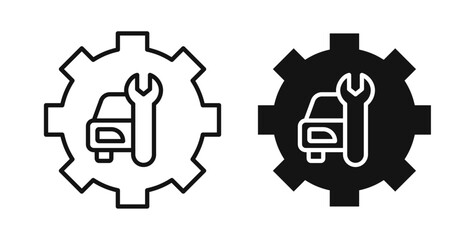 Car mechanic icons on white background for web