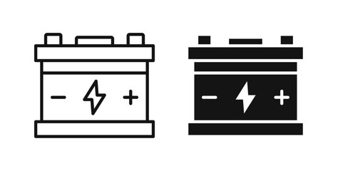 Car battery icons on white background for web