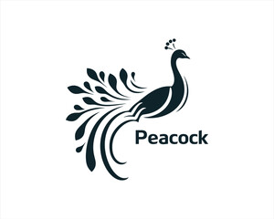 Peacock logo design icon symbol vector illustration. Peacock bird template.