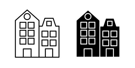 Amsterdam icons set in black colors on white background