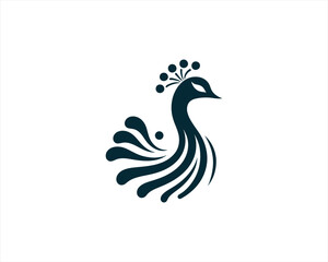 Peacock logo design icon symbol vector illustration. Peacock bird template.