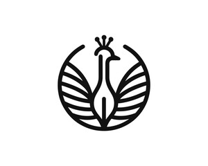 Peacock logo design icon symbol vector illustration. Peacock bird template.
