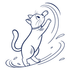  Line Art of a Cat in Playful Stance