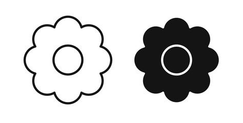 Flower icons set in black colors on white background