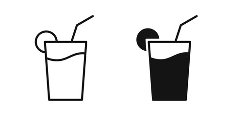 Drink icons set in black colors on white background