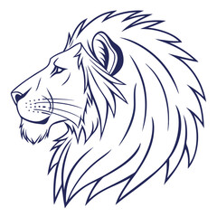 Minimalist Line Art of a Lion's Head
