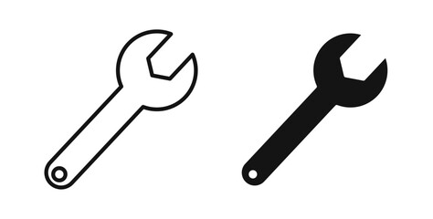 Wrench icons set in black colors on white background