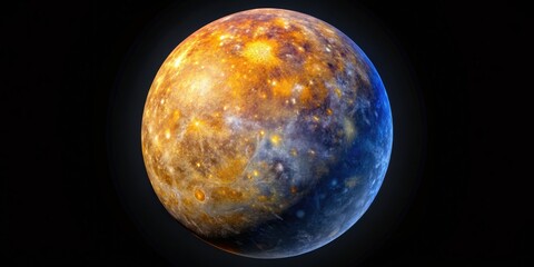 Obraz premium High-resolution 3D render of Mercury's cratered surface, a detailed deep space celestial body image.