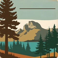 old fashioned travel advertisement featuring scenic national park with dramatic landscape for use in tourism marketing, vintage print collections, and outdoor adventure promotions