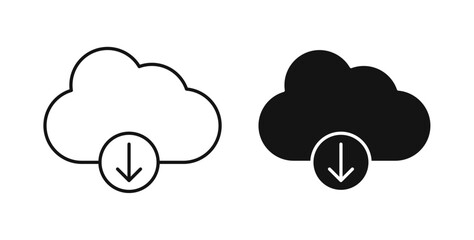 Cloud download icons on white background for web